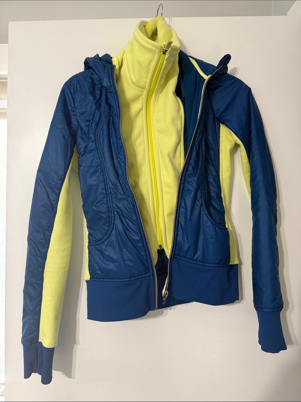 Lululemon Uba Hoodie Lux, in blue and yellow, women’s size 2